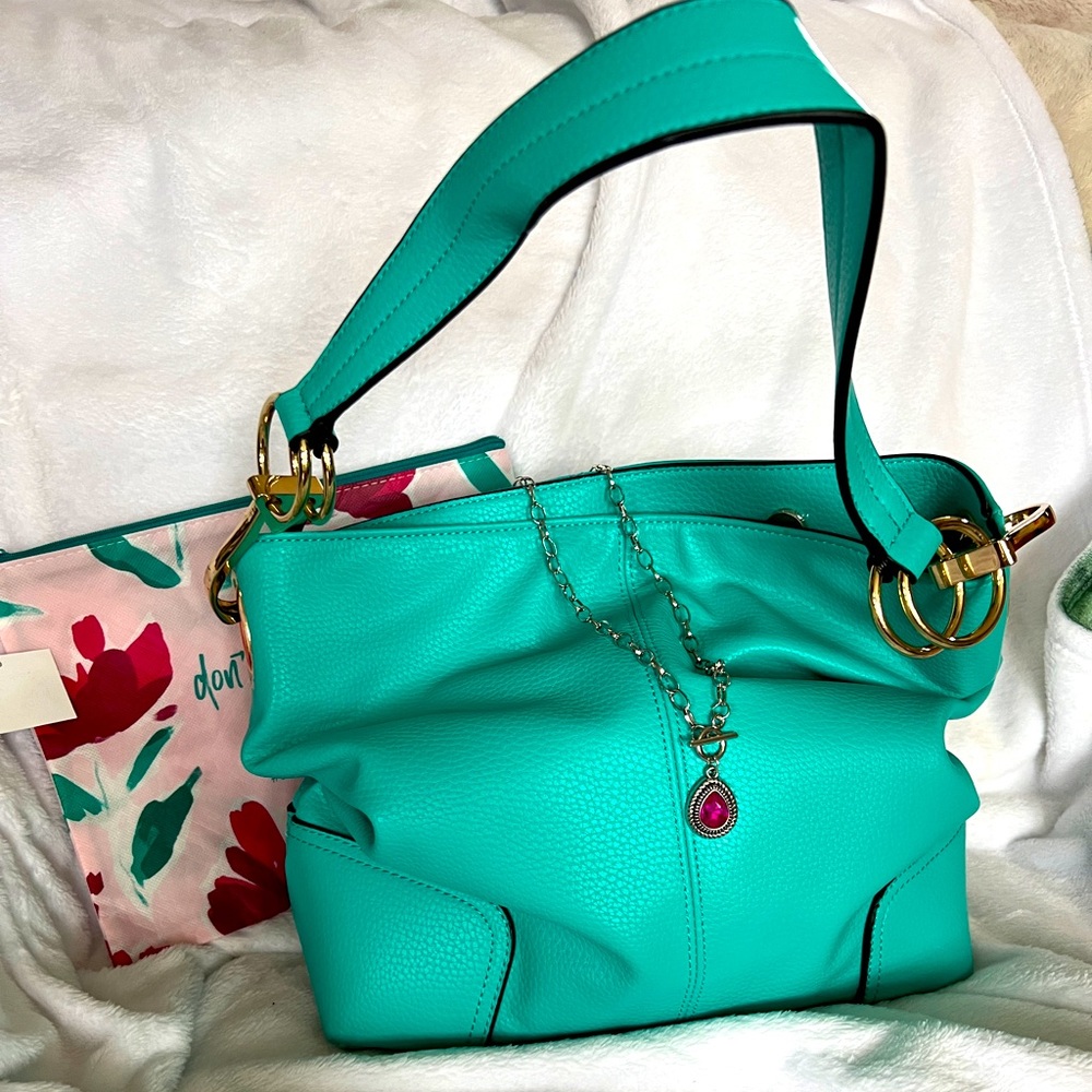 Dasein turquoise hobo with gold hardware